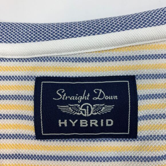 Vintage Straight Down Hybrid Polo Shirt Mens XL Extra Large Yellow Striped Golf - Picture 5 of 10